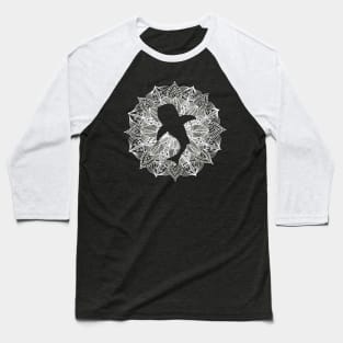 White Mandala Circle Whale Shark Baseball T-Shirt